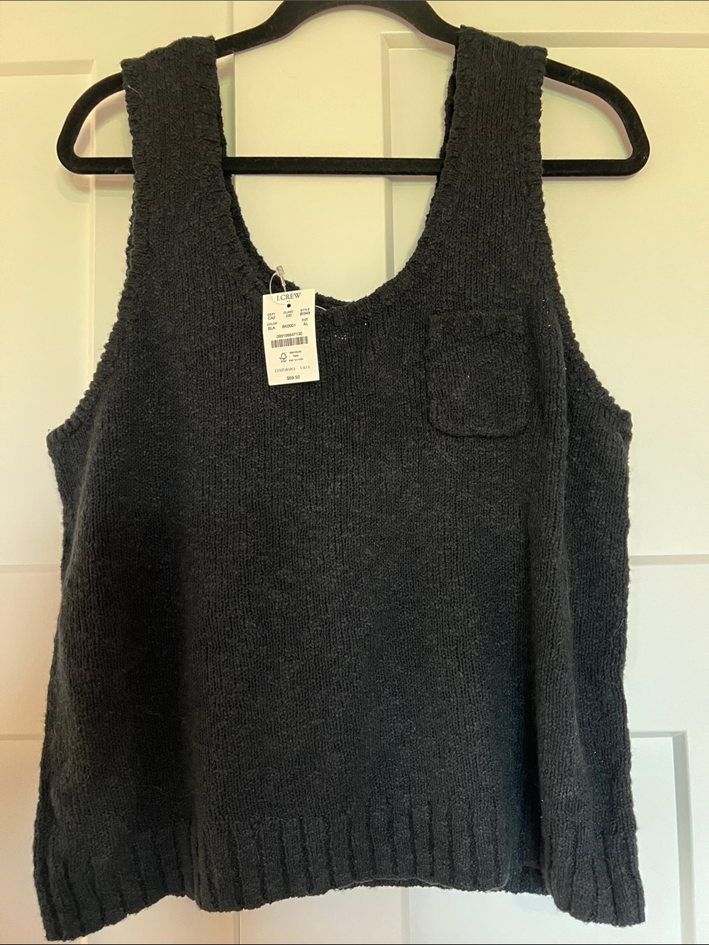 J. Crew Black Knit Tank with Chest Pocket